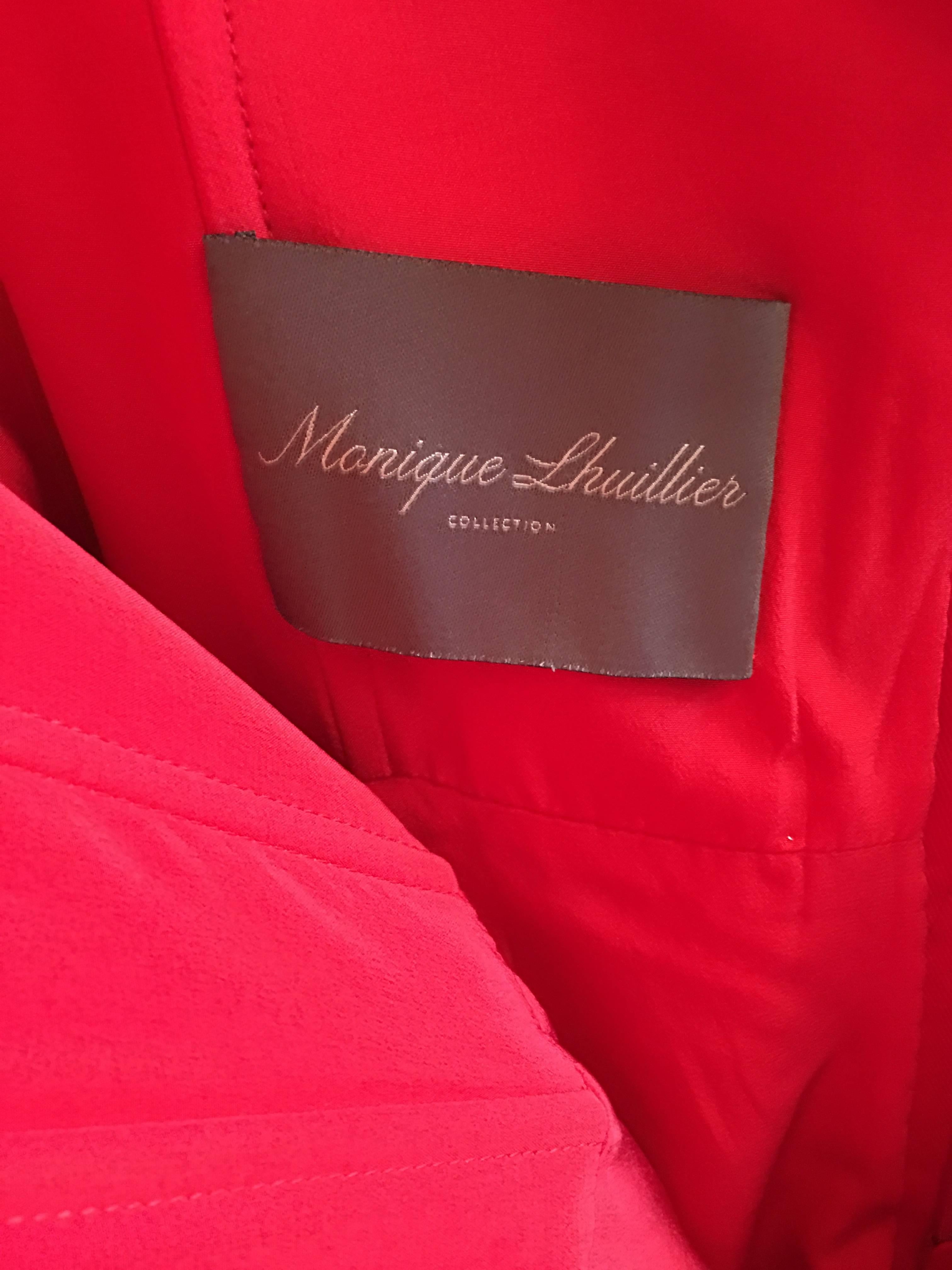 Monique Lhuillier Red Silk Gown For Sale 3