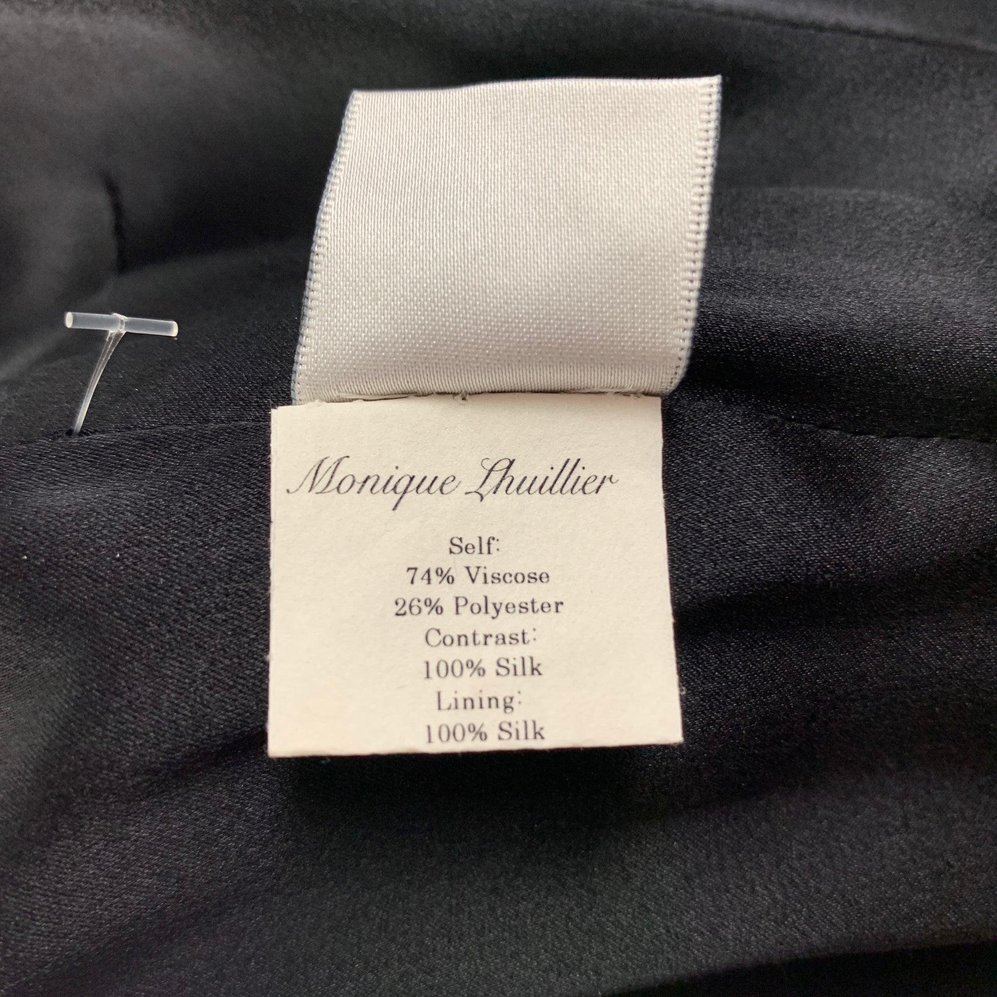 MONIQUE LHUILLIER Taille 10 Robe droite en viscose polyester noir en vente 1