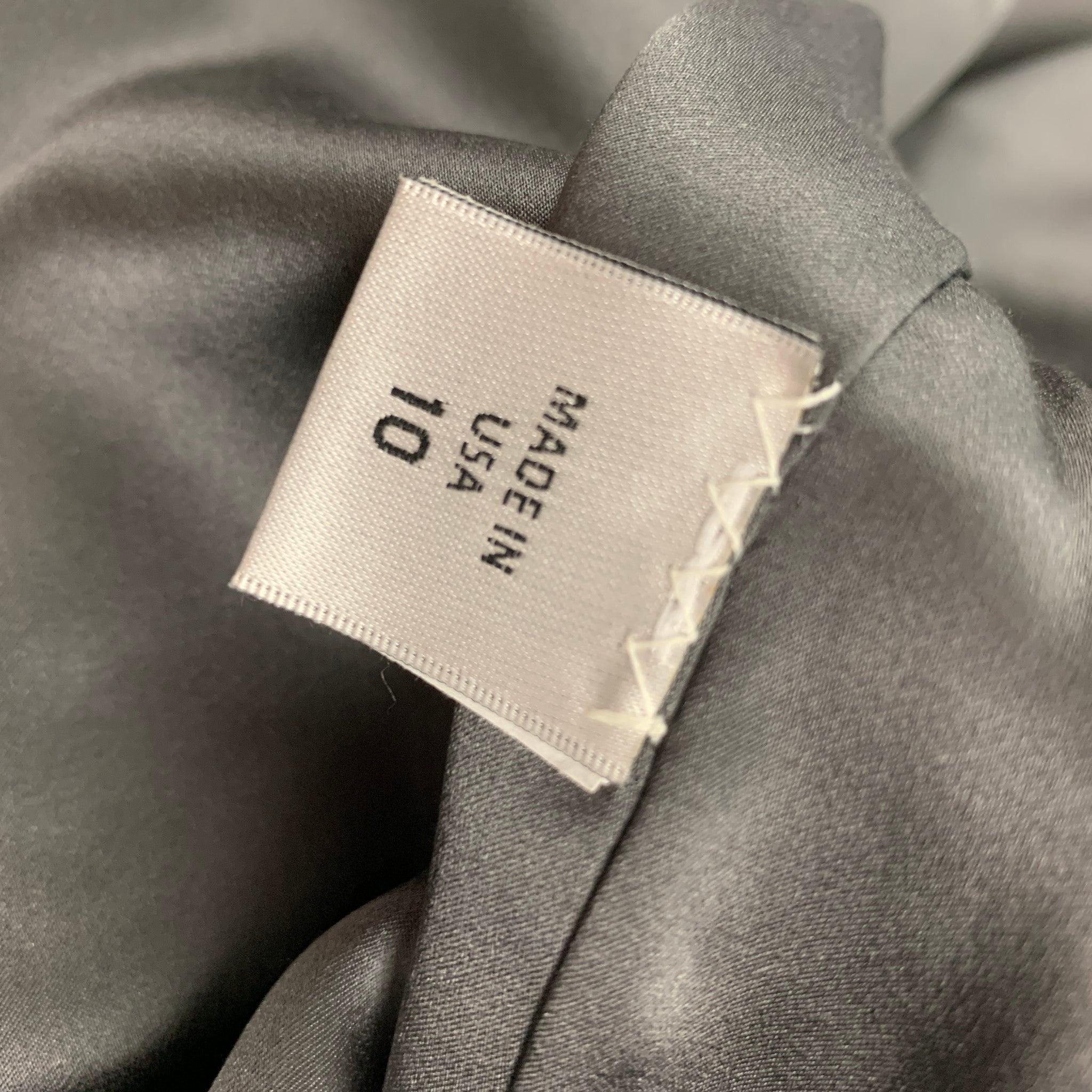 MONIQUE LHUILLIER Size 10 Grey & Gold Acrylic Blend Tweed Coat For Sale 3