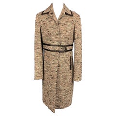 MONIQUE LHUILLIER Size 10 Multi-Color Tweed Wool Blend Coat