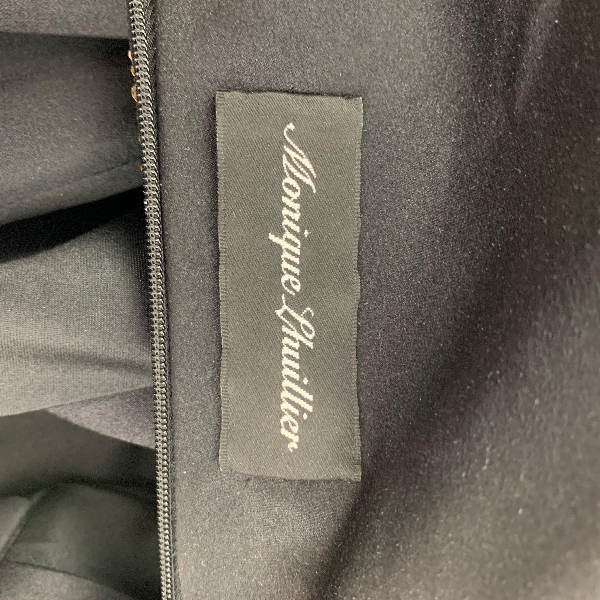 MONIQUE LHUILLIER Vestito da cocktail con paillettes in seta e oro nero taglia 4 in vendita 2