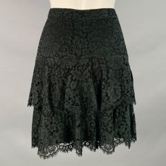 MONIQUE LHUILLIER Taille 8 Jupe longueur genou en dentelle de coton mélangé noir