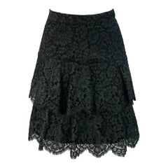 MONIQUE LHUILLIER Taglia 8 Gonna al ginocchio in pizzo misto cotone nero