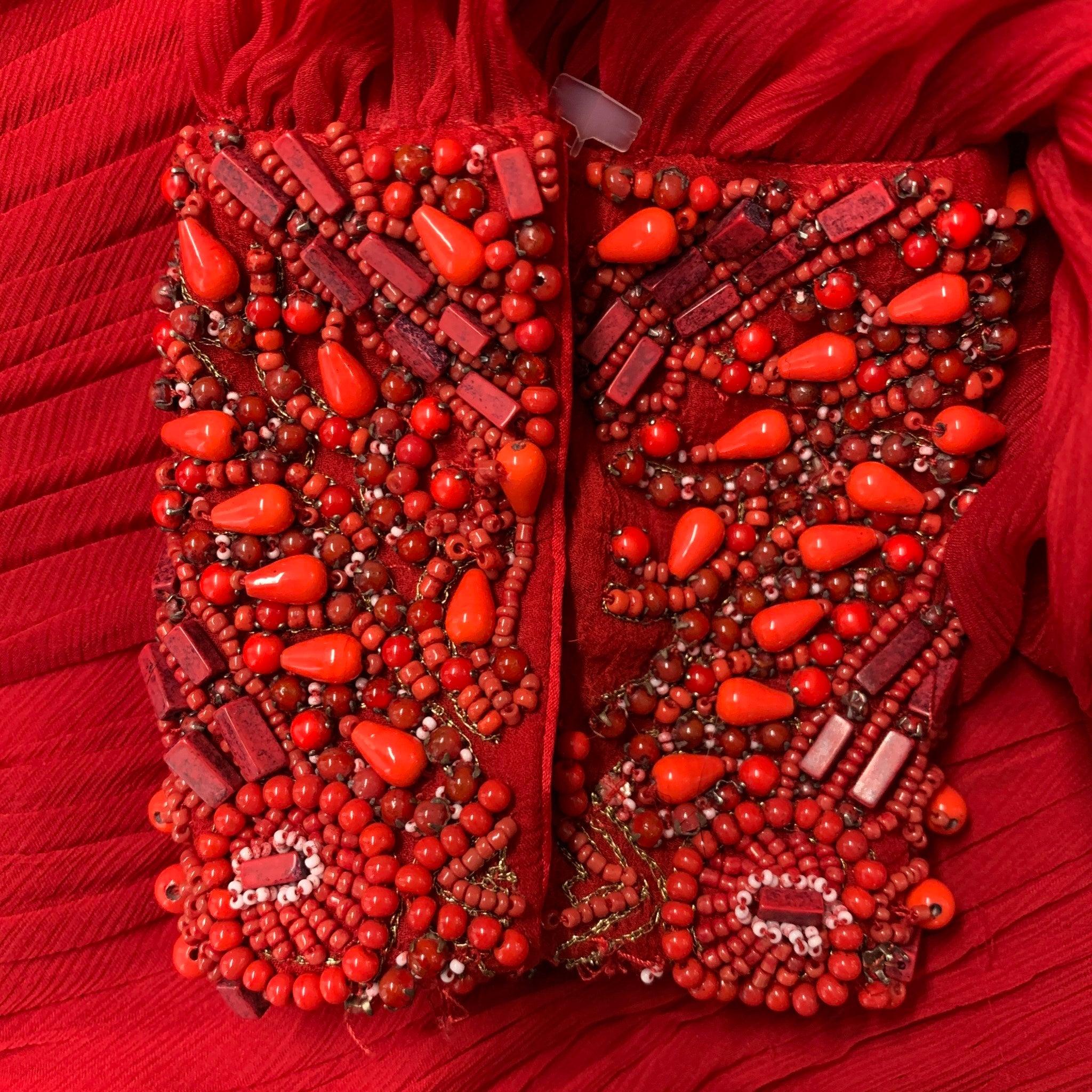 MONIQUE LHUILLIER Size M Red One Shoulder Gown 1