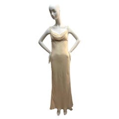 MONIQUE LHUILLIER Vintage 90's 00's silk embellished evening gown maxi dress