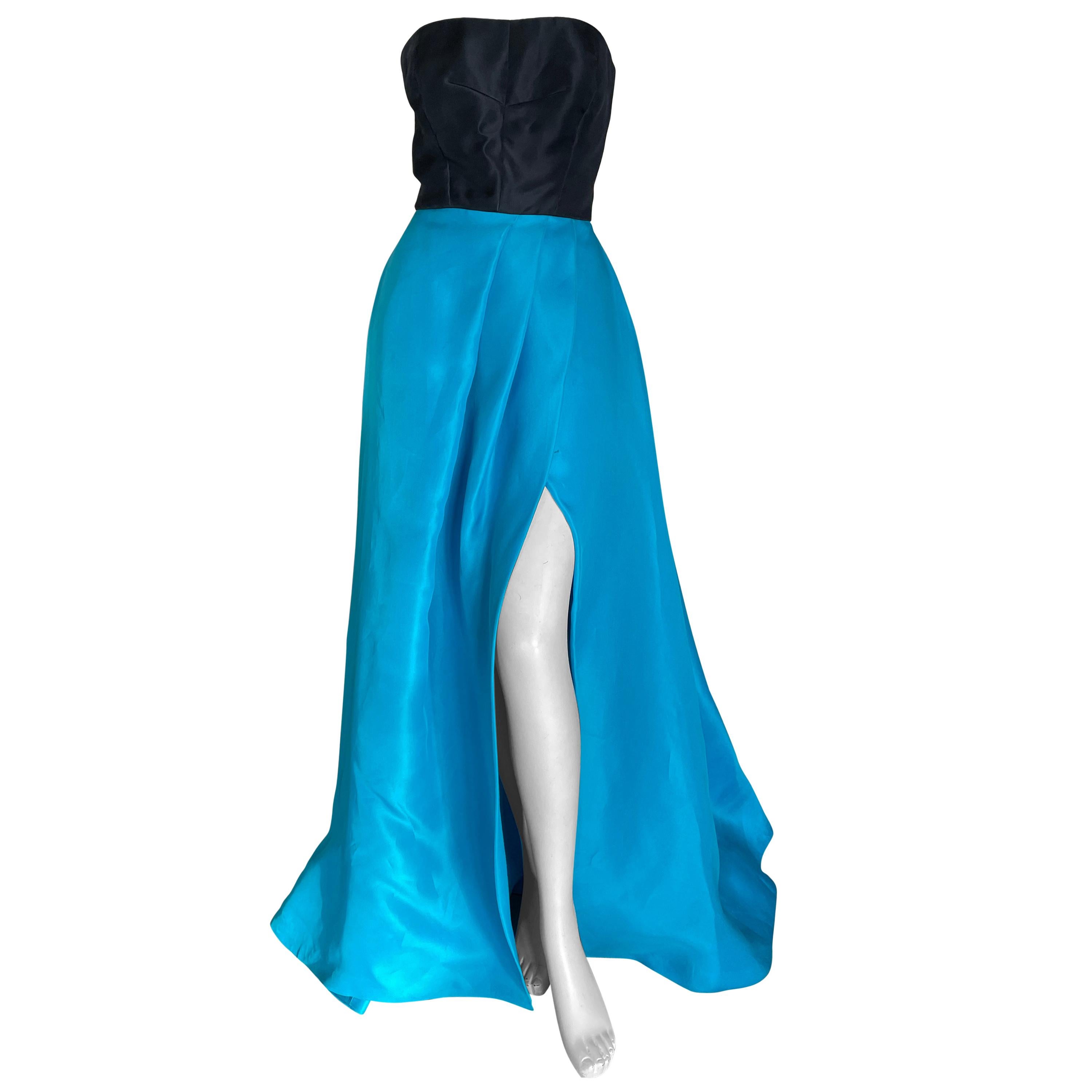 Monique Lhuillier Vintage Strapless Silk Evening Dress For Sale