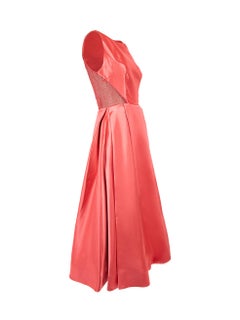 Monique Lhuillier Women's Coral Sleeveless Lace Panel Gown