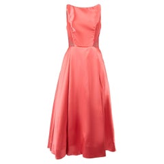 Used Monique Lhuillier Women's Coral Sleeveless Lace Panel Gown