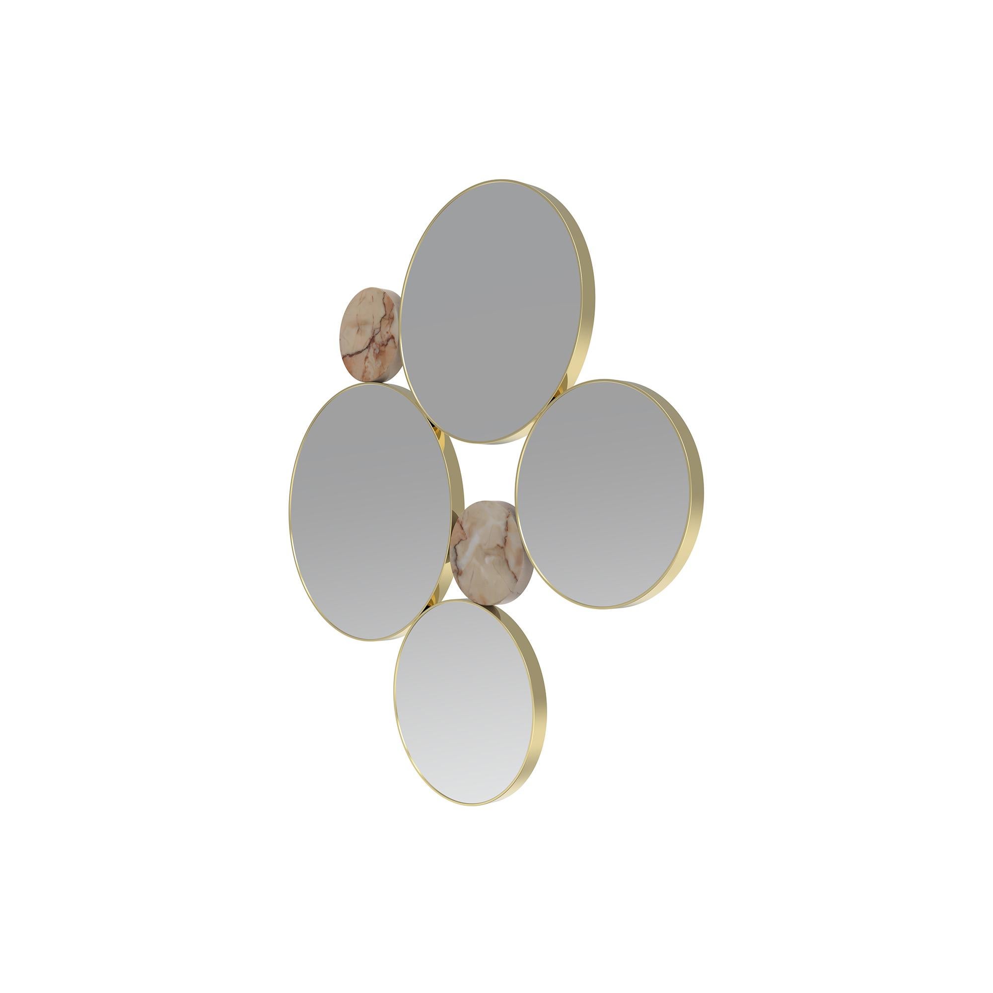 Moderne Monique Mirror by Nolita Harbour with Brass & Agean Rose Marble en vente