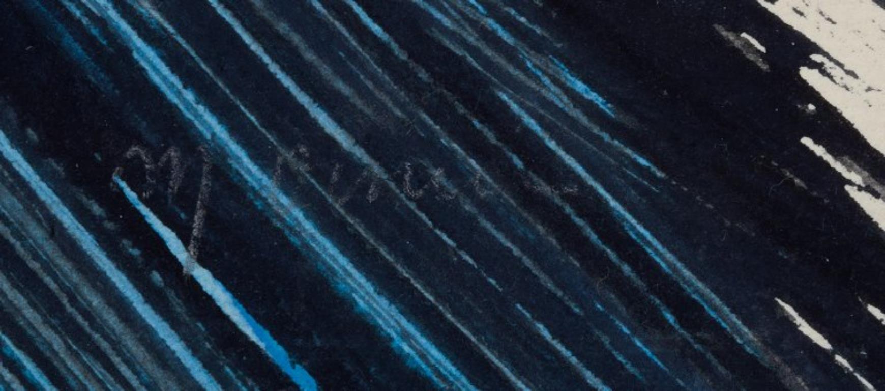 Monique Orsini (1937), französische Künstlerin. Gemischte Medien auf Papier. Abstrakte Zusammensetzung im Angebot 1