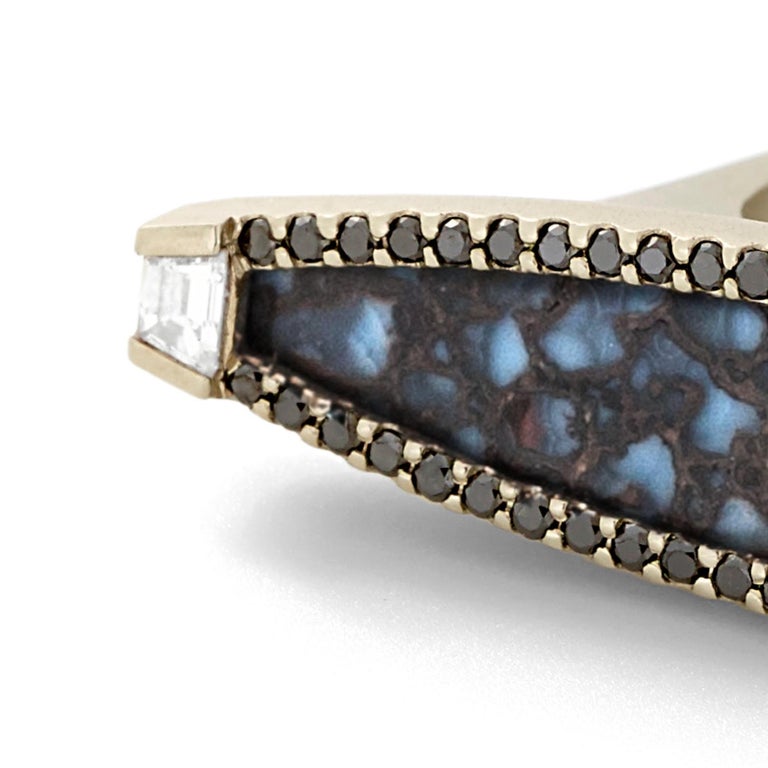 Brilliant Cut Monique Péan Blue Fossilized Dinosaur Bone Ring For Sale
