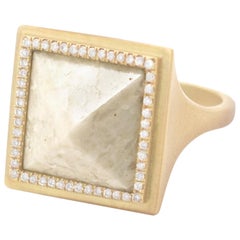 Monique Péan Cream Fossilized Dinosaur Bone Ring, 18 Carat Yellow Gold