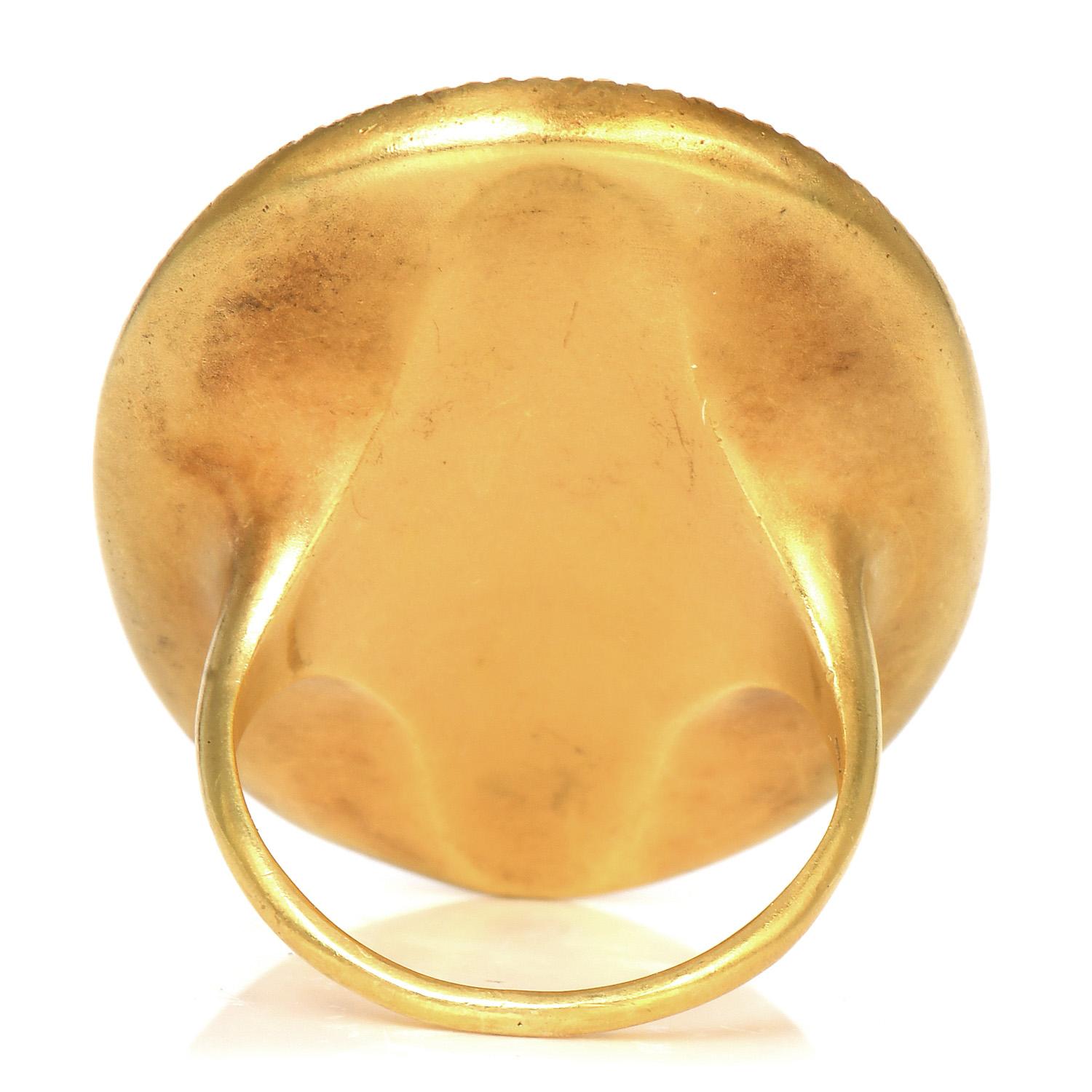 Modern Monique Péan Diamond Fossilized Dinosaur Bone 18K Gold Cocktail Ring