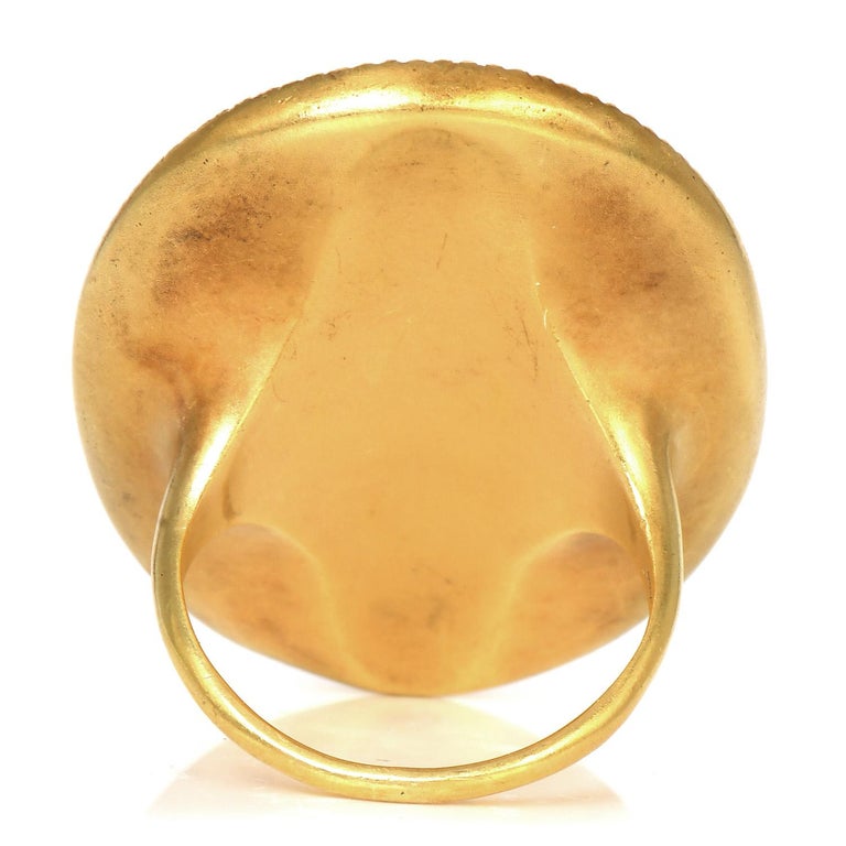 Monique Péan Diamond Fossilized Dinosaur Bone 18K Gold Cocktail Ring In Excellent Condition For Sale In Miami, FL