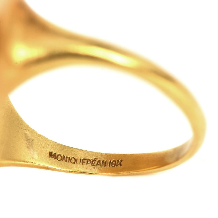 Women's Monique Péan Diamond Fossilized Dinosaur Bone 18K Gold Cocktail Ring For Sale