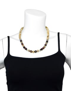 Monique Pean Fossilized Bone Beaded Necklace w/ 18K Gold Bead