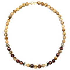 Monique Pean Fossilized Bone Beaded Necklace w/ 18K Gold Bead