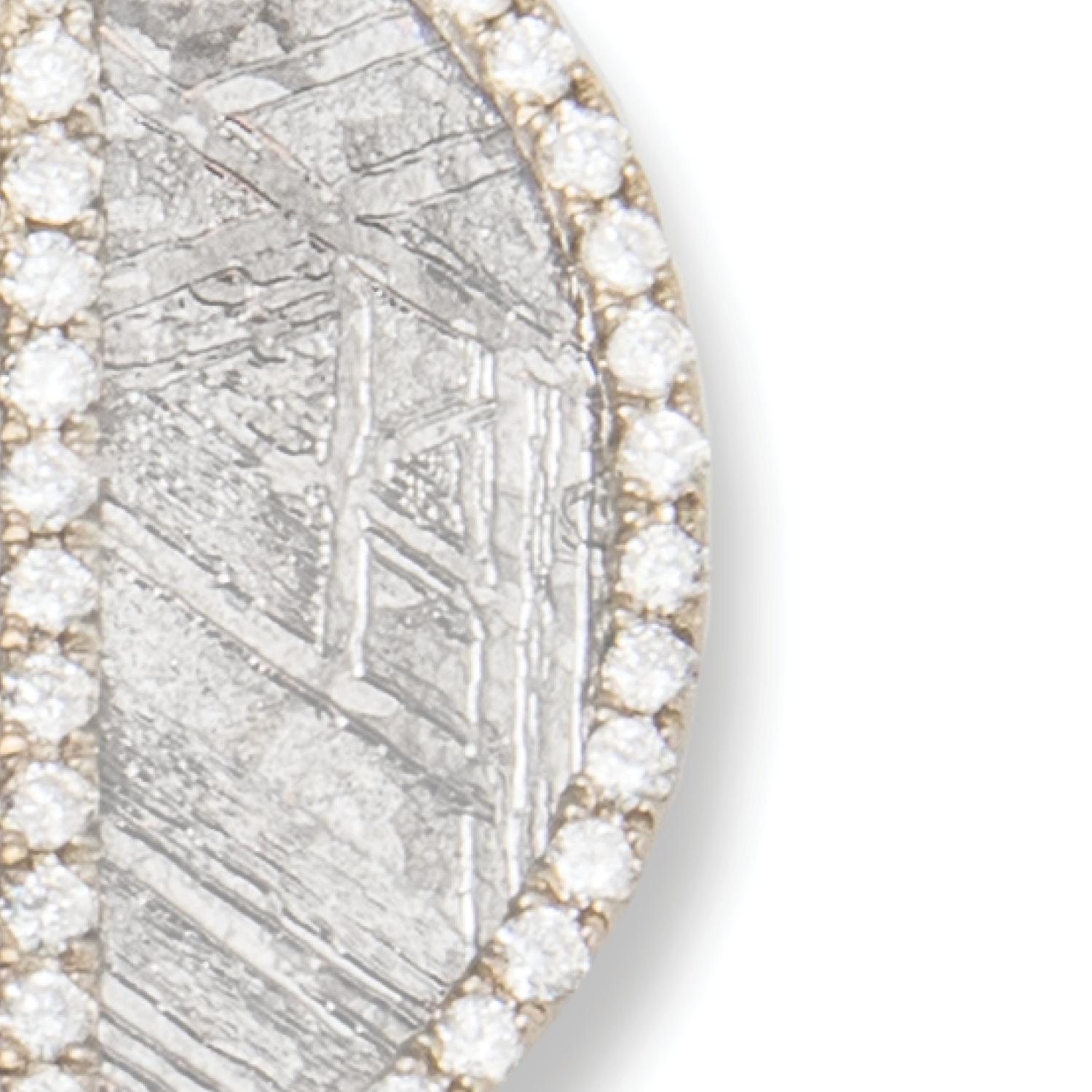 Baguette Cut Monique Péan Meteorite and White Diamond Crescent Earrings, 18 Carat White Gold For Sale