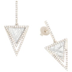 Monique Péan Meteorite Slice and White Diamond Triangular Earrings 18 Carat Gold