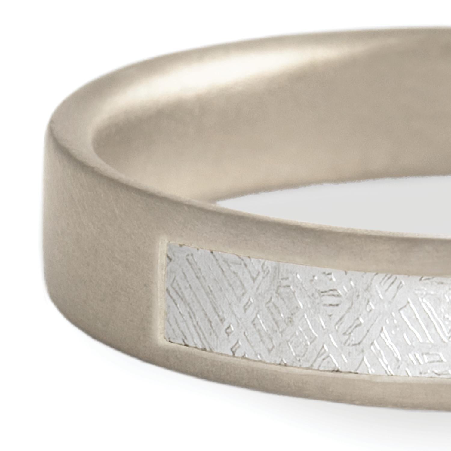 Monique Péan Meteorite Slice Inlay Band, 18 Carat Recycled White Gold In New Condition For Sale In New York, NY
