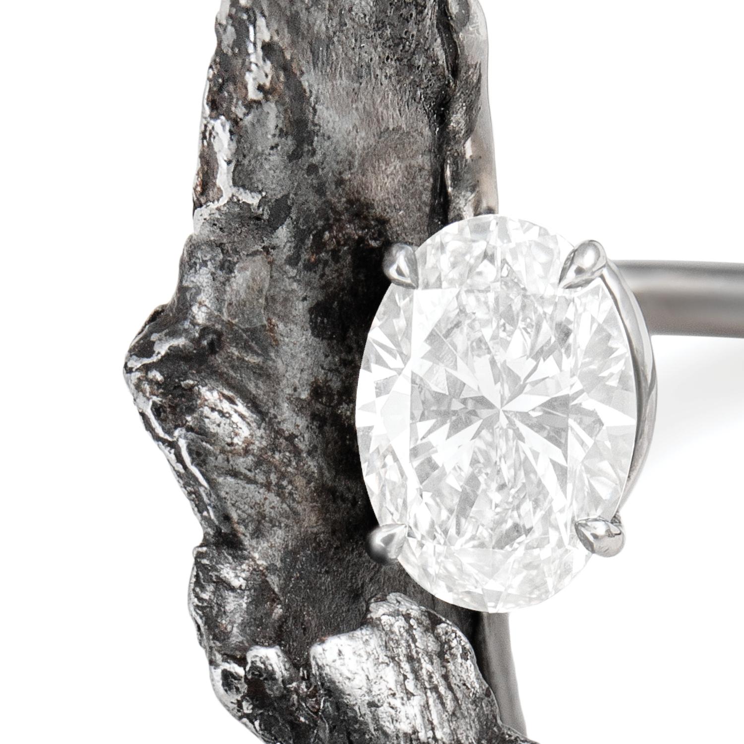 For Sale:  Monique Péan White Diamond and Sikhote-Alin Meteorite Specimen Ring 2