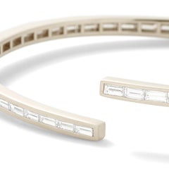Monique Péan White Diamond Baguette Open Cuff Bracelet, 18 Carat White Gold