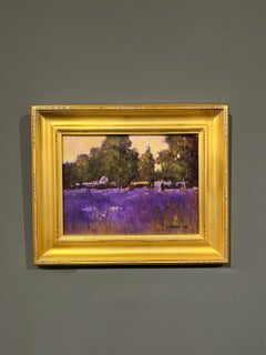 Monique Sakellarios, "Lavender Time", 9x12 Figurative Landscape Oil Painting