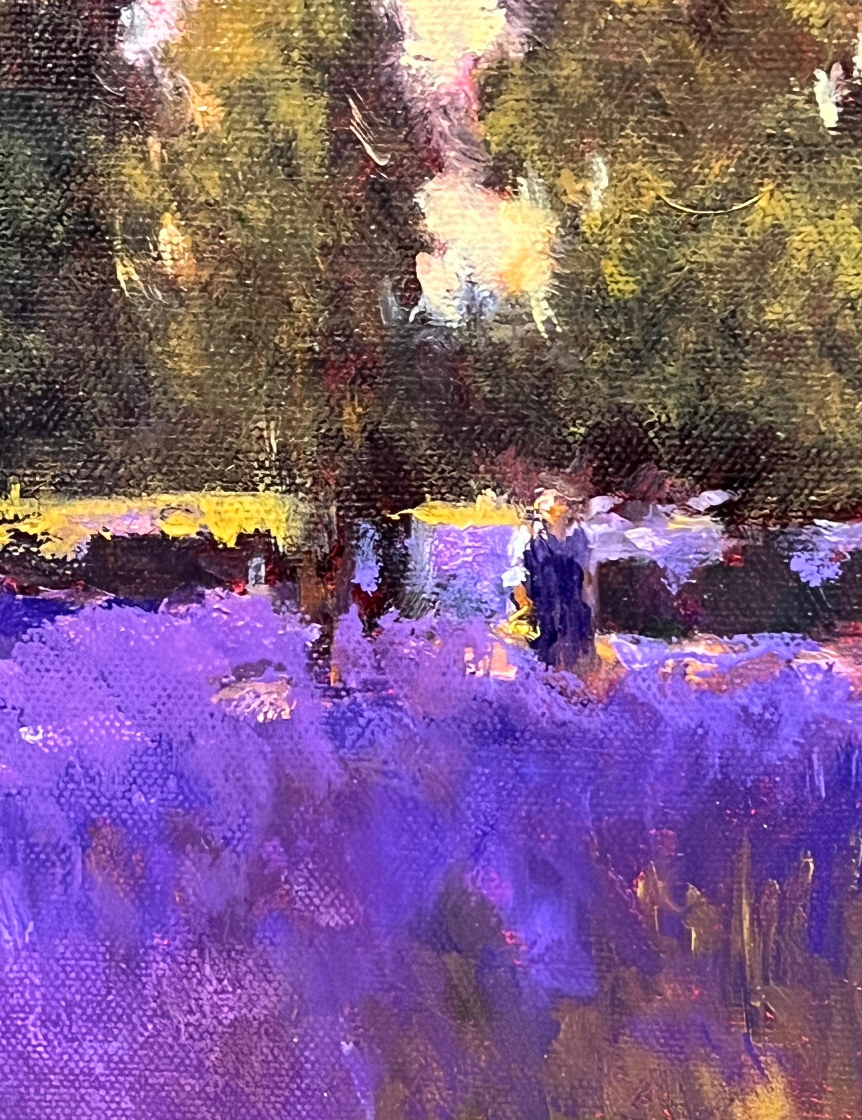 Monique Sakellarios, „Lavender Time“, 9x12 Figurative Landschaft, Ölgemälde im Angebot 5