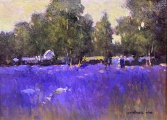 Monique Sakellarios, « Lavender Time », peinture à l'huile - paysage figuratif 9x12
