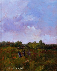 Monique Sakellarios, « Sister », peinture à l'huile - paysage figuratif 10x8