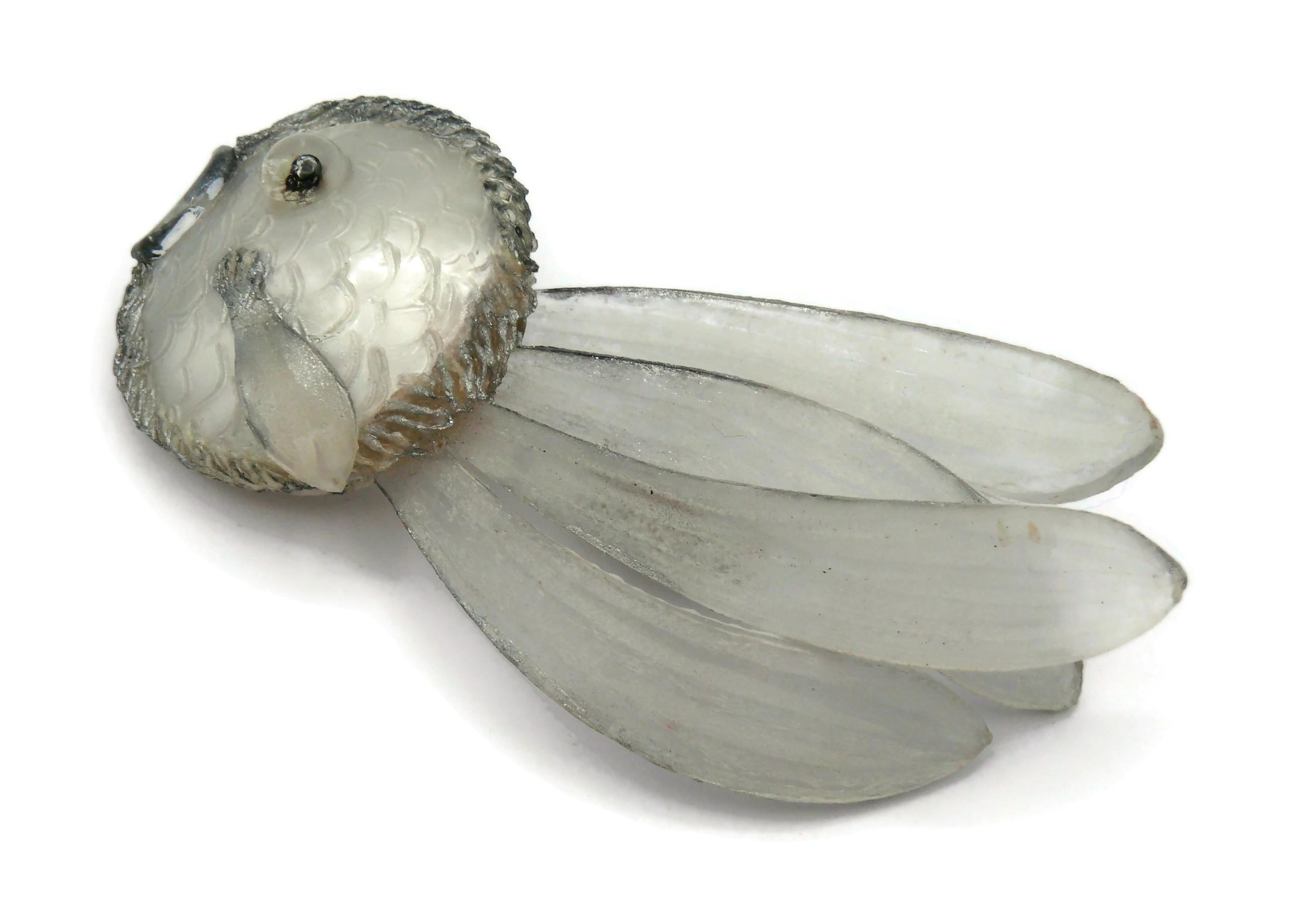 MONIQUE VEDIE (attributed to) Vintage Talosel Resin Fish Lapel Pin Brooch For Sale 1