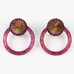 Monique Vedie Dark Pink Talosel Clip-on Earrings, Line Vautrin School