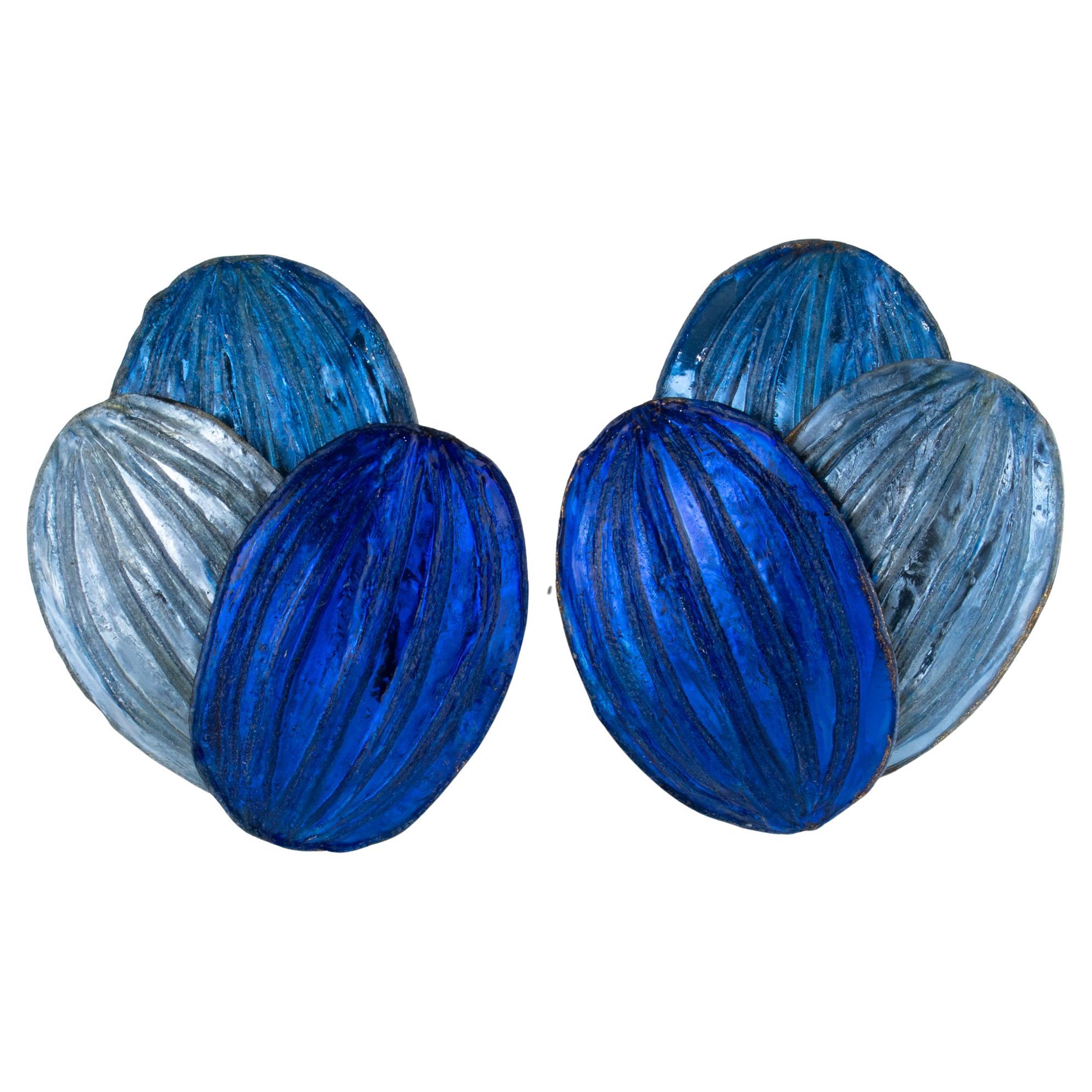 Monique Vedie Floral Blue Resin Clip Earrings, Line Vautrin School