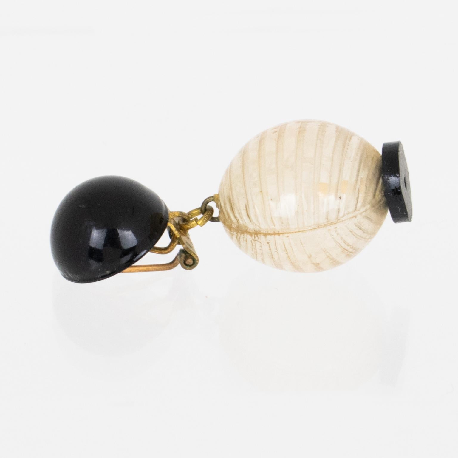  Monique Vedie, Line Vautrin School Boucles d'oreilles en résine Lanterne japonaise Unisexe 