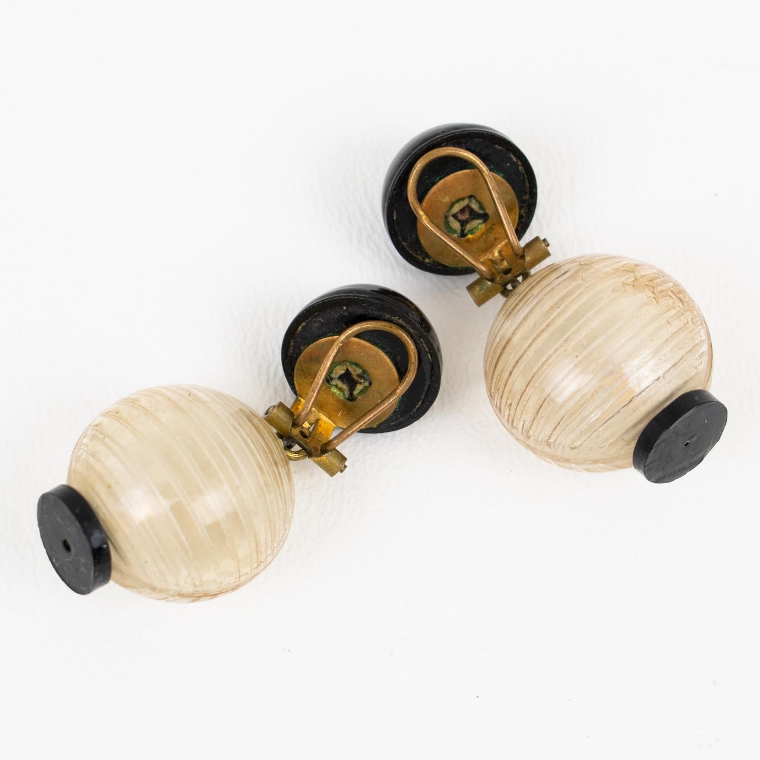 Monique Vedie, Line Vautrin School Boucles d'oreilles en résine Lanterne japonaise 3