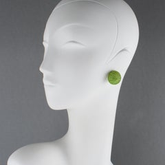 Monique Vedie Line Vautrin Boucles d'oreilles à clip en talosel vert étudiant