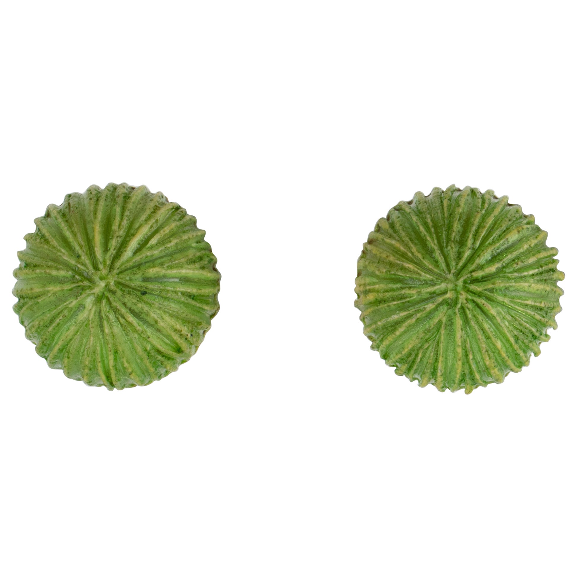 Monique Vedie Line Vautrin Student Green Talosel Stud Clip Earrings For Sale