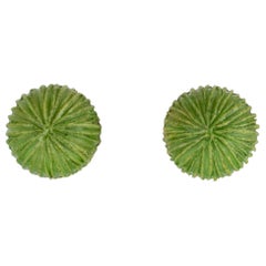 Monique Vedie Line Vautrin Boucles d'oreilles à clip en talosel vert étudiant