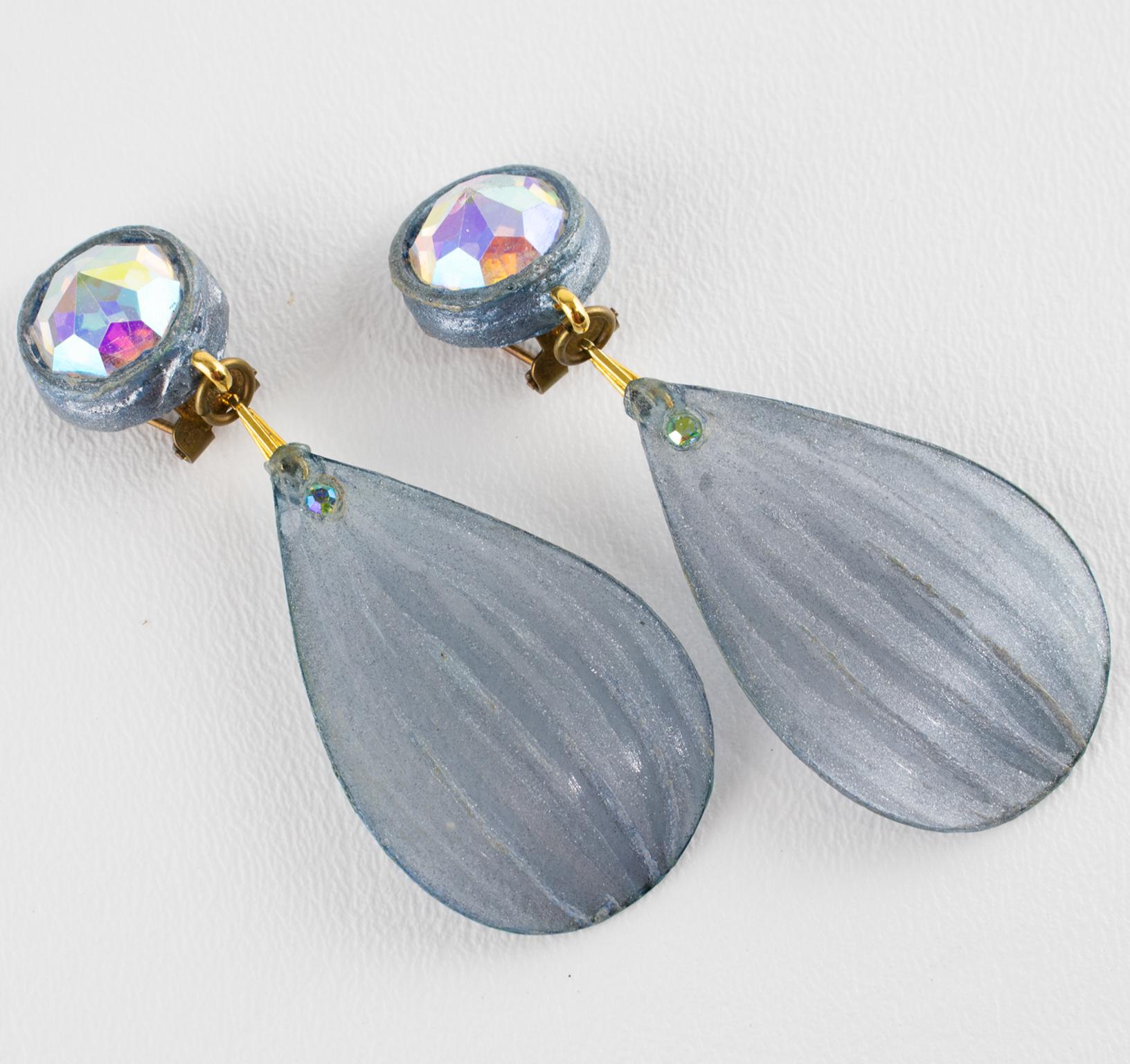 da uomo o donna Monique Vedie, Orecchini a clip pendenti in resina di Line Vautrin Student Talosel in vendita