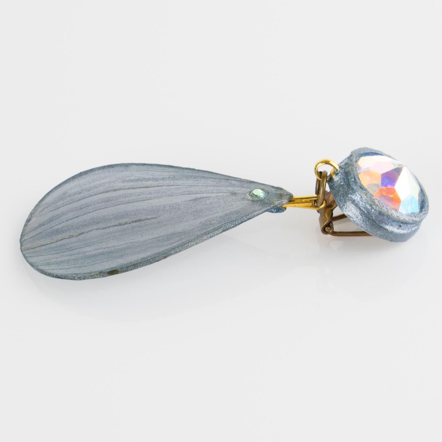 Monique Vedie, Orecchini a clip pendenti in resina di Line Vautrin Student Talosel in vendita 3