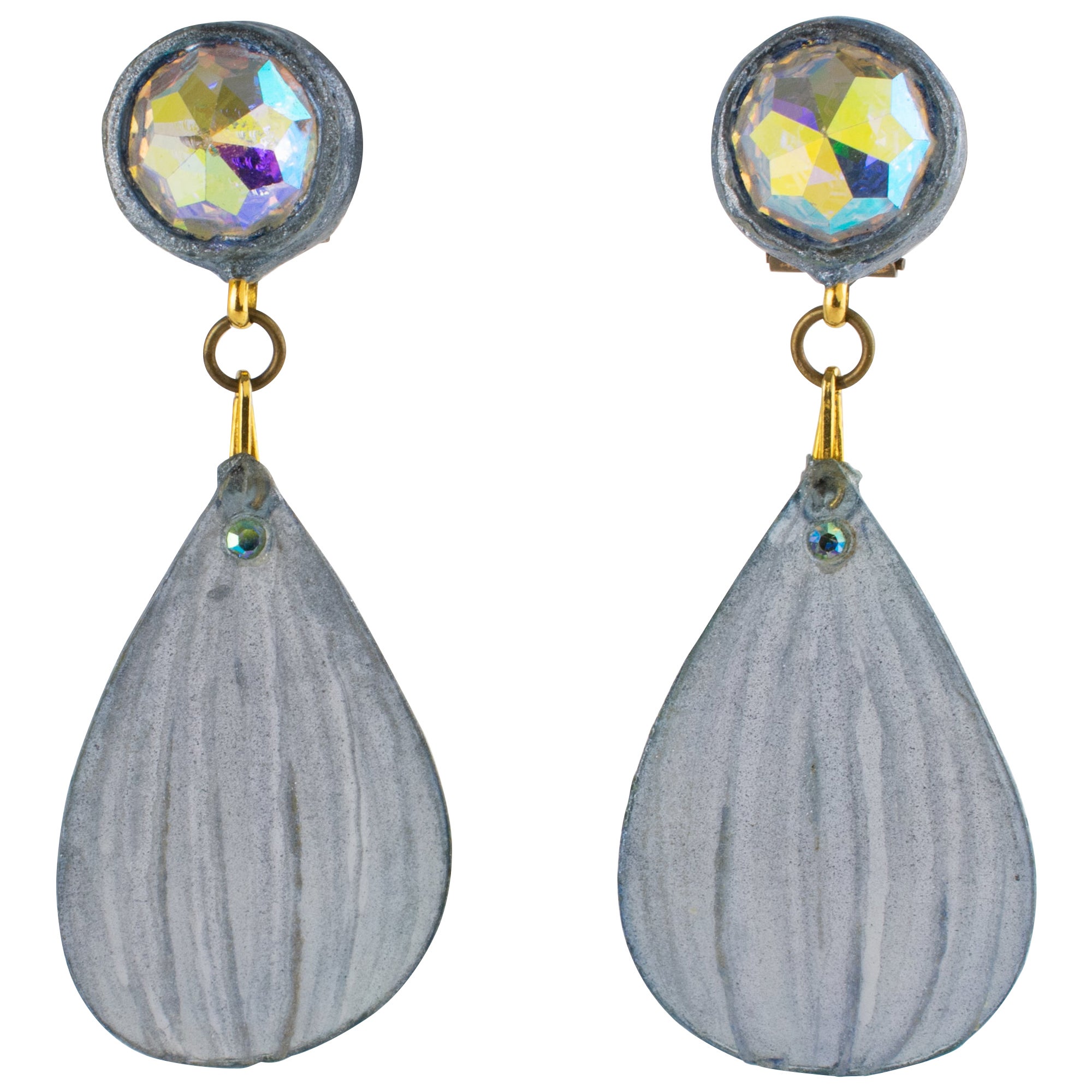 Monique Vedie, Orecchini a clip pendenti in resina di Line Vautrin Student Talosel in vendita