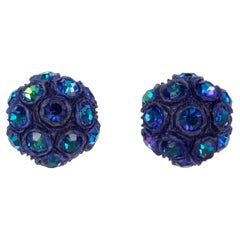 Monique Vedie, Line Vautrin Boucles d'oreilles à clip bleu en résine bijoutier Talosel