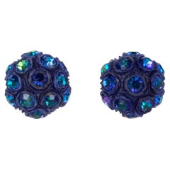 Monique Vedie, Line Vautrin Pendientes de clip azul con joyas de resina Talosel para estudiantes