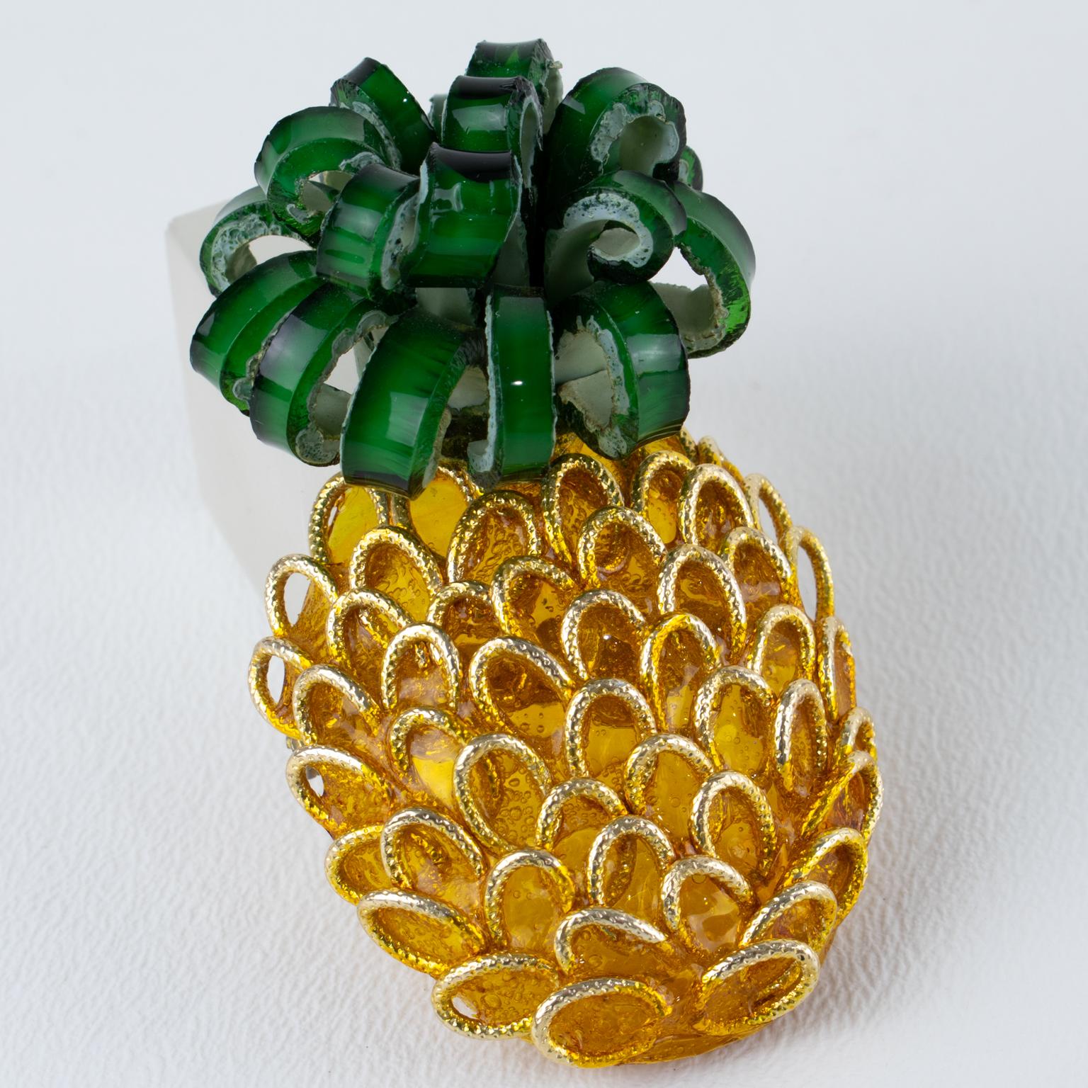 Modern Monique Vedie, Line Vautrin Student Talosel Resin Pineapple Brooch For Sale