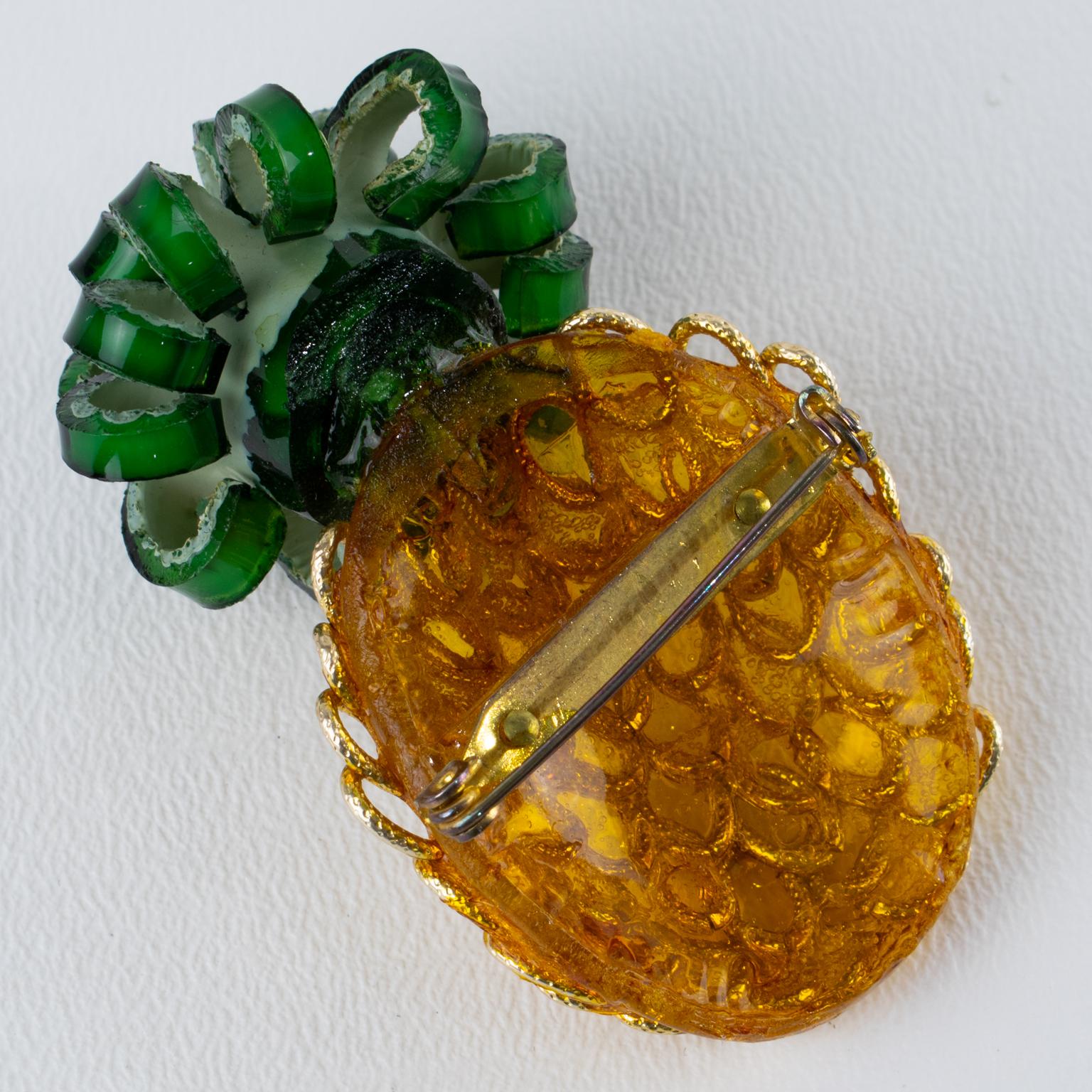 Women's Monique Vedie, Line Vautrin Student Talosel Resin Pineapple Brooch For Sale