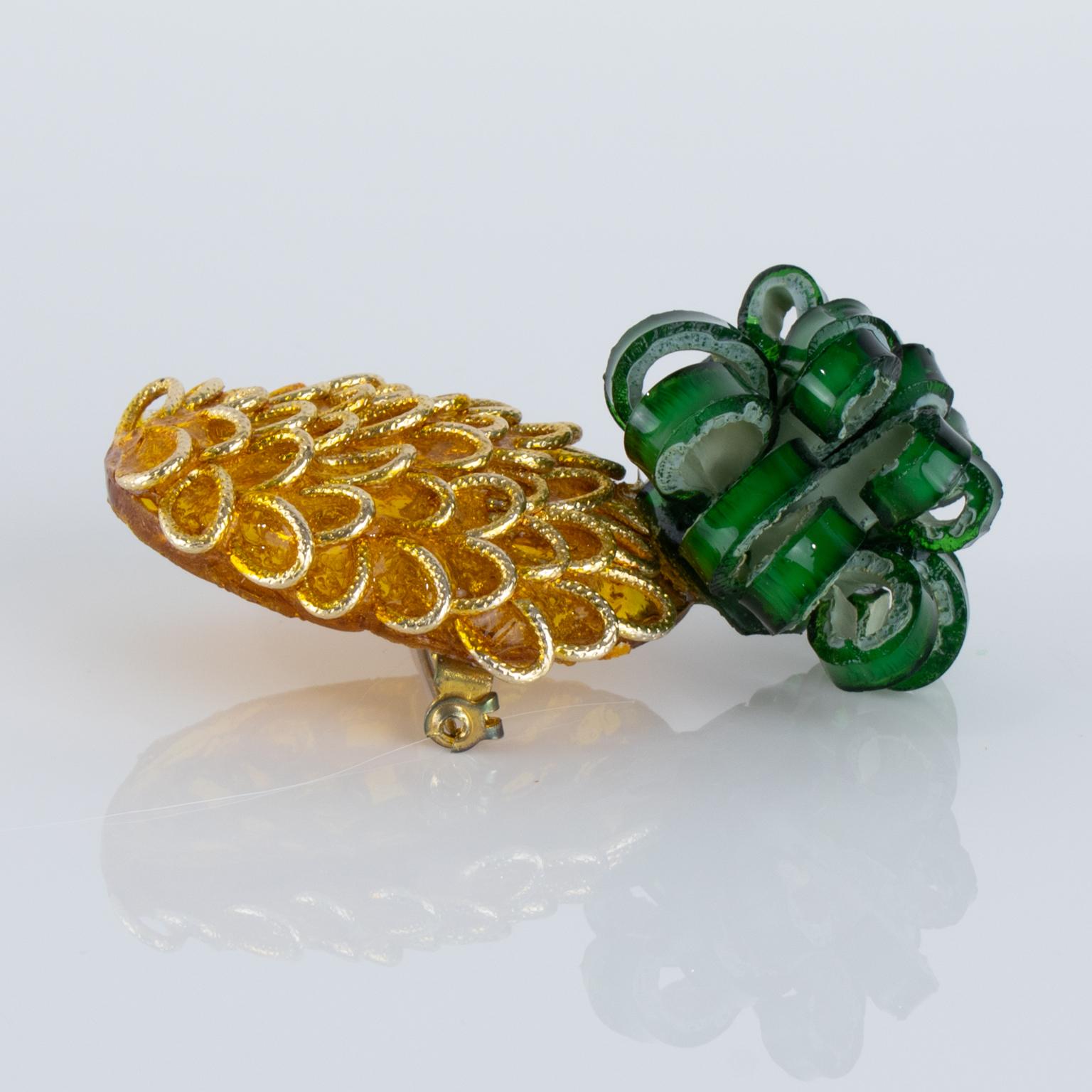 Monique Vedie, Line Vautrin Student Talosel Resin Pineapple Brooch For Sale 3