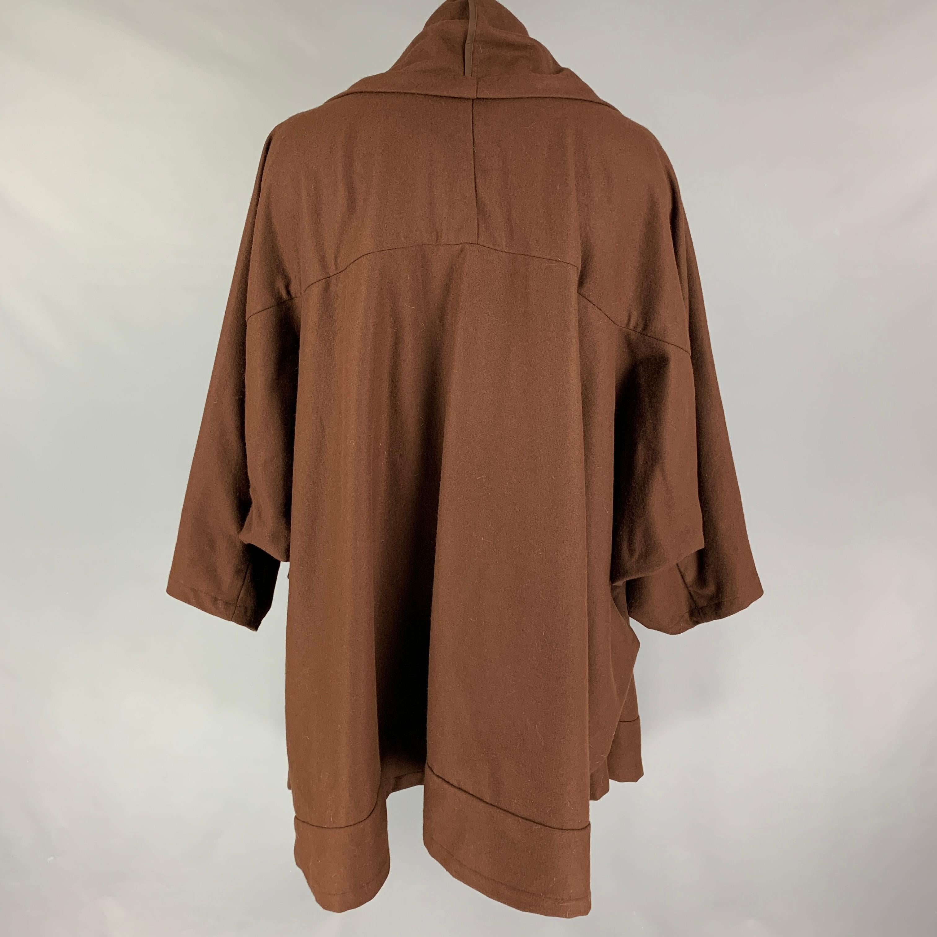 Gray MONITALY Size M/L Brown Wool Nylon Oversized Voguar Coat