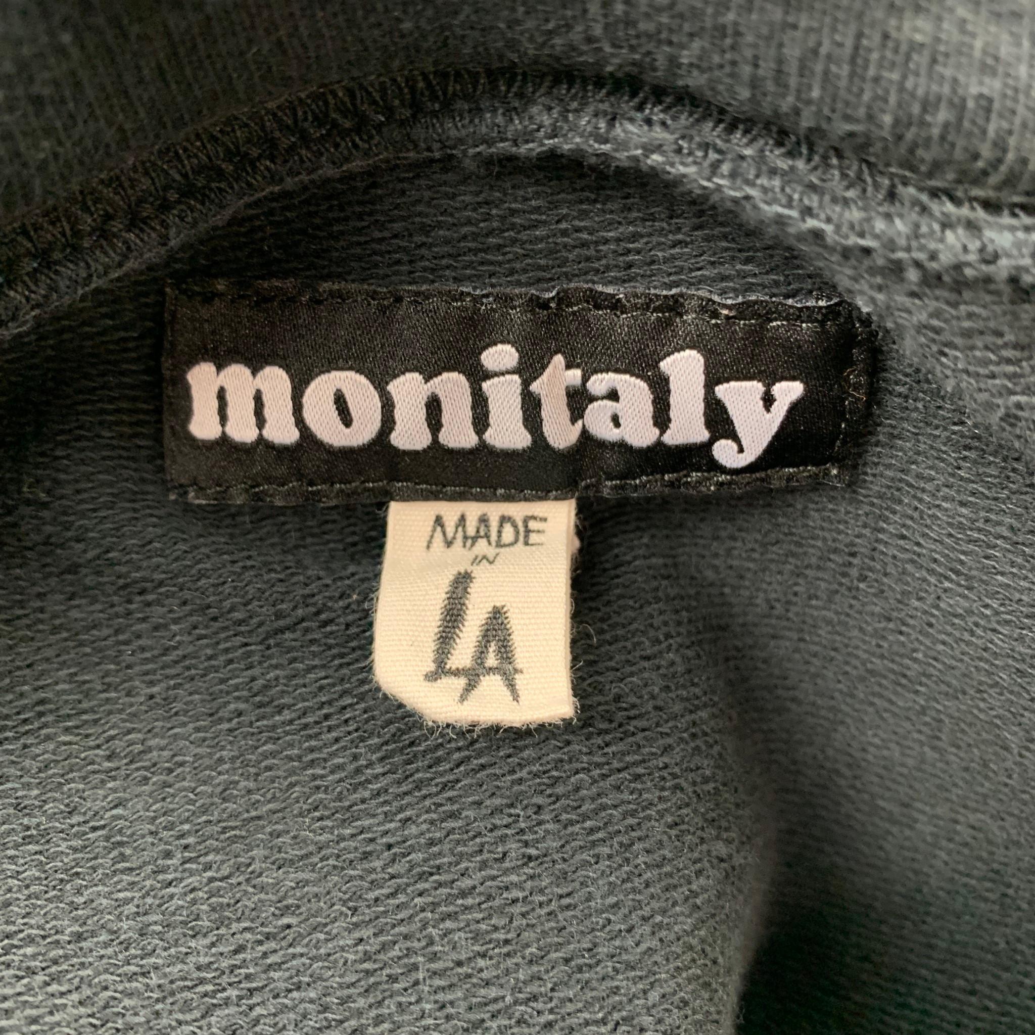 MONITALY Größe S Schwarz Abstrakt Baumwolle Cropped Sweatshirt Herren