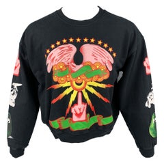 MONITALY Size S Black Abstract Cotton Cropped Sweatshirt