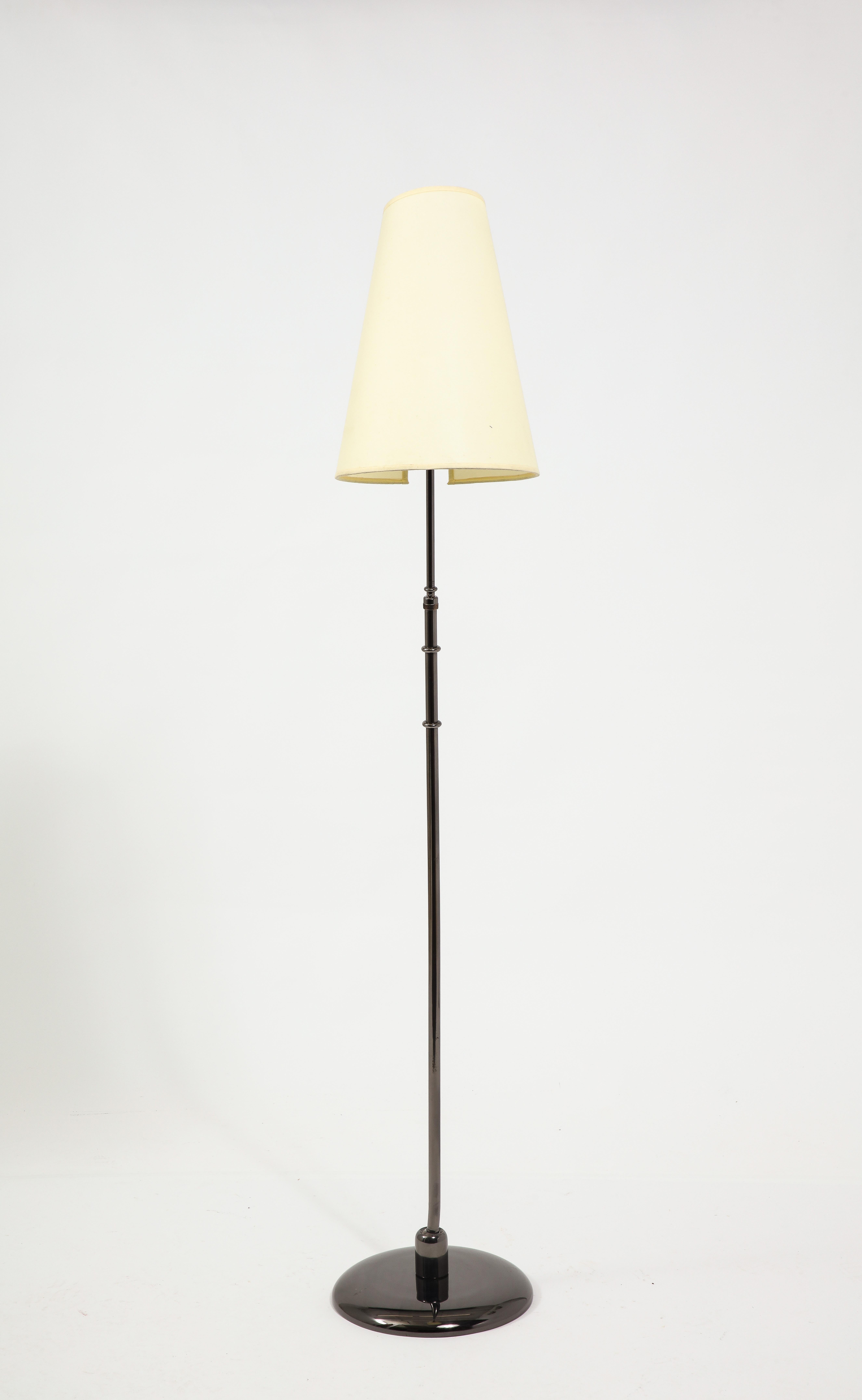 20th Century Monix Black Nickel Reading Floor Lamp, France 1950's